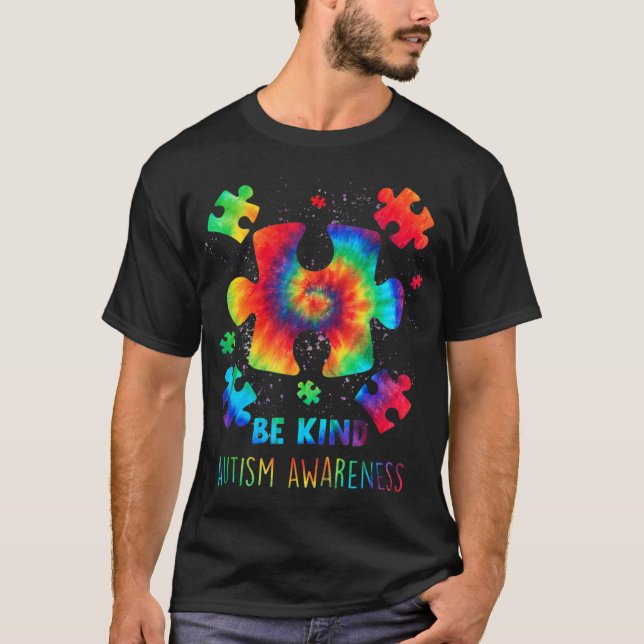 Live Kärlek Accept Autism Awareness Tie Dye Autism T Shirt (Framsida)