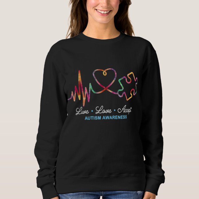Live Kärlek Accept Autism Awareness Tie Dye Autism T Shirt (Framsida)