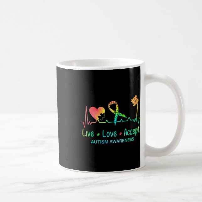 Live Kärlek Accept Autism Month Tie Dye Manar Wome Kaffemugg (Höger)