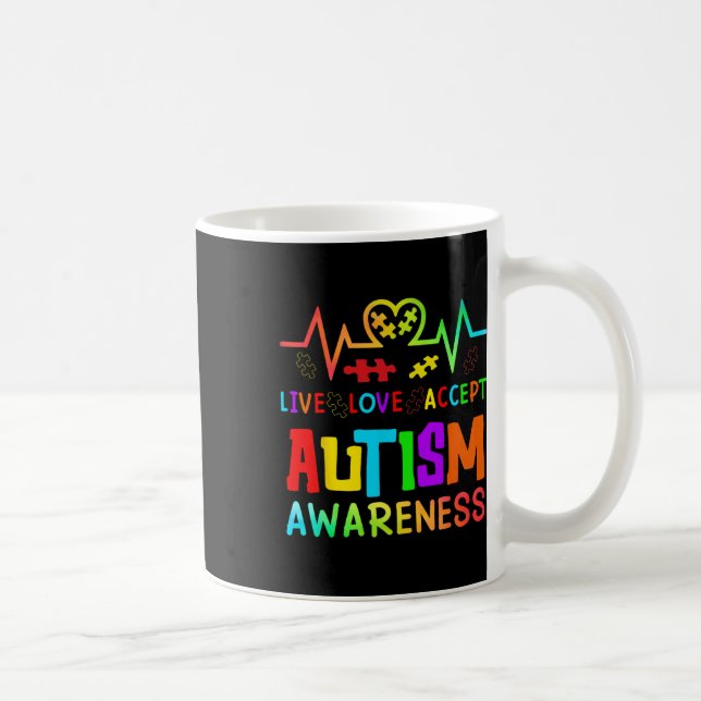Live Kärlek accepterar autism Awareness Rainbow He Kaffemugg (Höger)