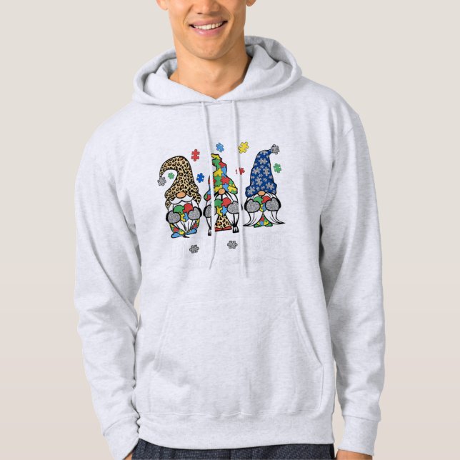Live Kärlek accepterar Cute Gnome Autism Awareness Hoodie (Framsida)