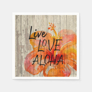 Live Kärlek Aloha Hibiscus Beach-tecken Pappersservett
