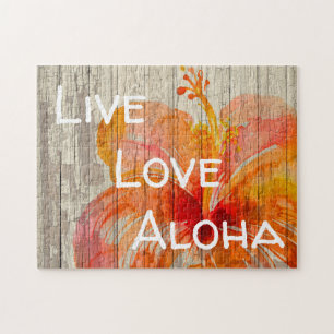Live Kärlek Aloha Hibiscus Beach-tecken Pussel