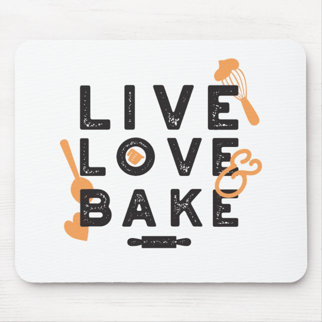 Live Kärlek Bake Cute Baker Life Citat I Musmatta (Framsidan)