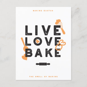 Live Kärlek Bake Cute Baker Life Citat I Vykort