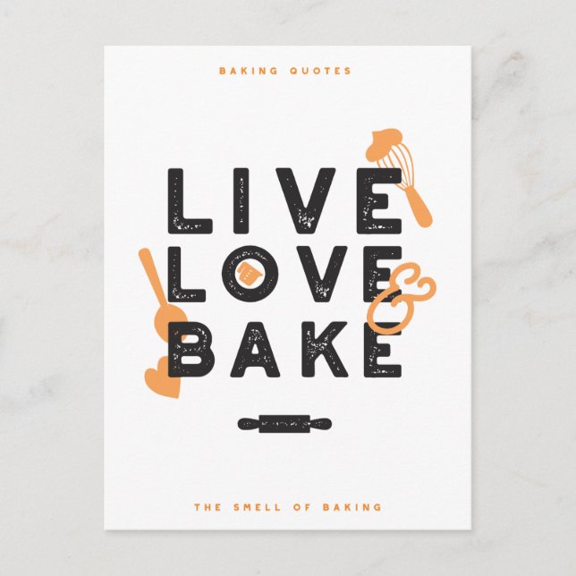 Live Kärlek Bake Cute Baker Life Citat I Vykort (Framsida)