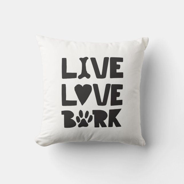 Live Kärlek Bark Lycklig Bark Hundar Bark citerar  Kudde (Framsida)