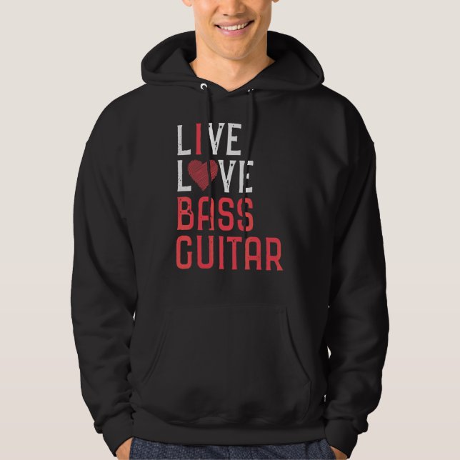 Live Kärlek Bass Guitar Graphic Women Manar Bass P Hoodie (Framsida)