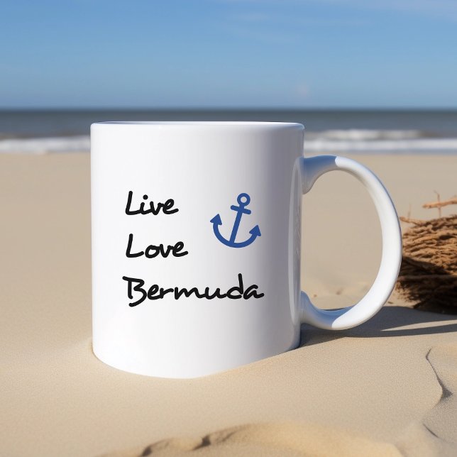 Live Kärlek Bermuda-skripttext med ankare Kaffemugg (Skapare uppladdad)