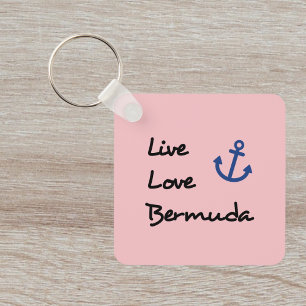 Live Kärlek Bermuda-skripttext med ankare Nyckelring
