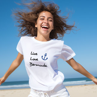 Live Kärlek Bermuda-skripttext med ankare T Shirt