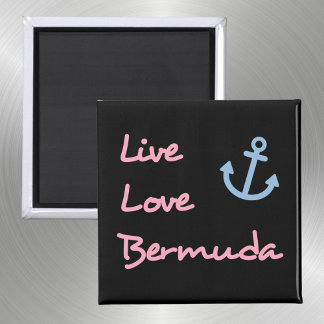 Live Kärlek Bermuda-skripttext med ankarMörk Magnet
