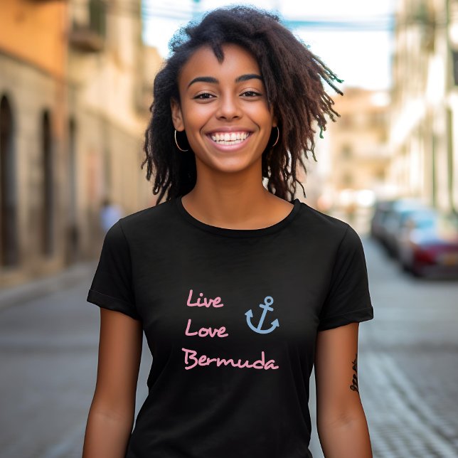 Live Kärlek Bermuda-skripttext med ankarMörk T Shirt (Skapare uppladdad)
