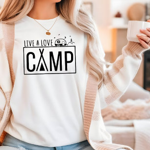 Live Kärlek Camp Modern Endern utomhuscamping T Shirt