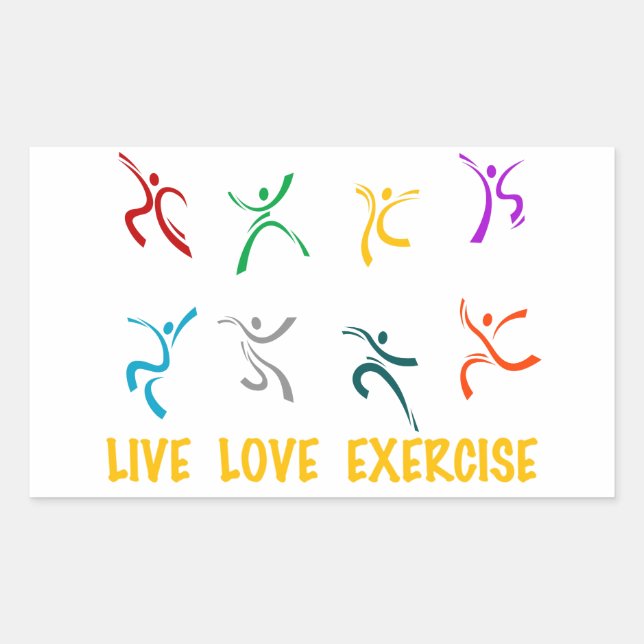 Live Kärlek Exercise Stickers Rektangulärt Klistermärke (Framsida)