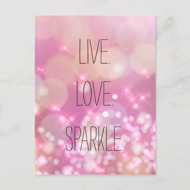 Live Kärlek Gnistra Rosa Glitter inspirationsoffer Vykort (Framsida)