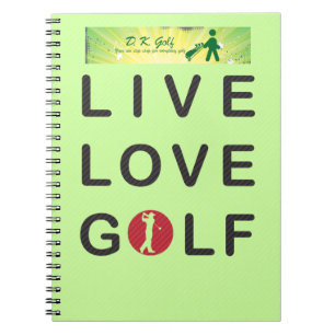 Live Kärlek Golf Golfing Red Black DKGolf Anteckningsbok Med Spiral