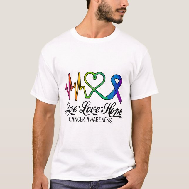 Live Kärlek Hope Cancer Awareness Tshirt T Shirt (Framsida)