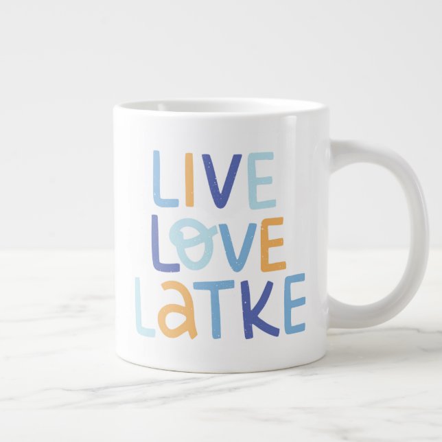 Live Kärlek Latke Hanukkah Design Jumbo Mugg (Höger)