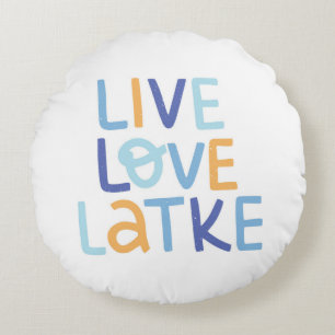 Live Kärlek Latke Hanukkah Design Rund Kudde