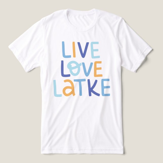 Live Kärlek Latke Hanukkah Design T Shirt (Design Framsida)