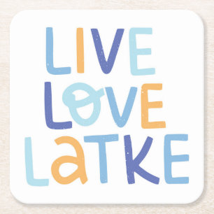 Live Kärlek Latke Hanukkah Design Underlägg Papper Kvadrat