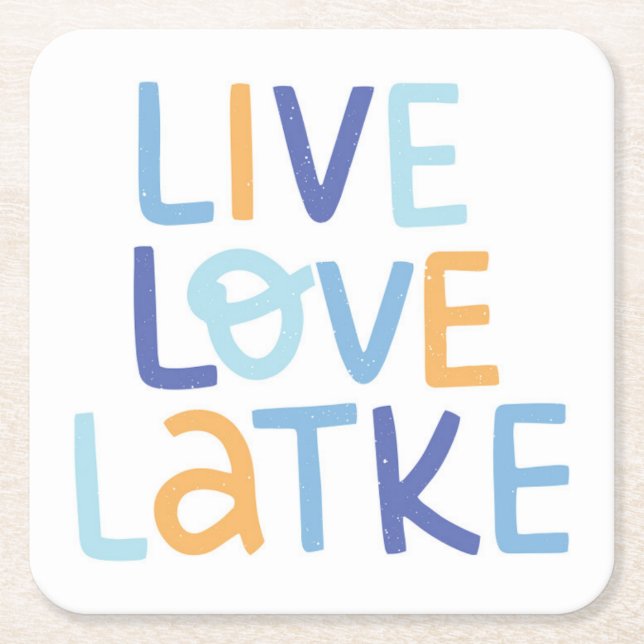 Live Kärlek Latke Hanukkah Design Underlägg Papper Kvadrat (Framsidan)