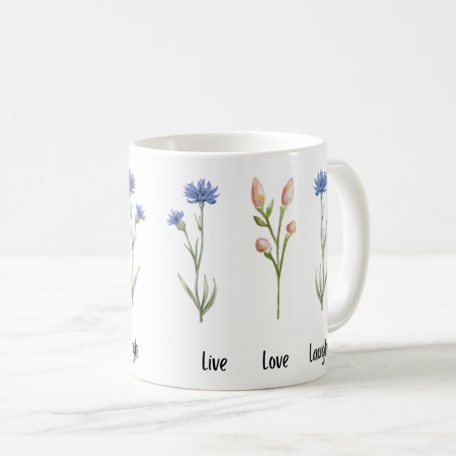 Live Kärlek Laugh Blommigt Ceramic Mugg (Framsida höger)