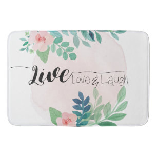 Live, Kärlek, Laugh Boho Blommigt Bath Mat Badrumsmatta
