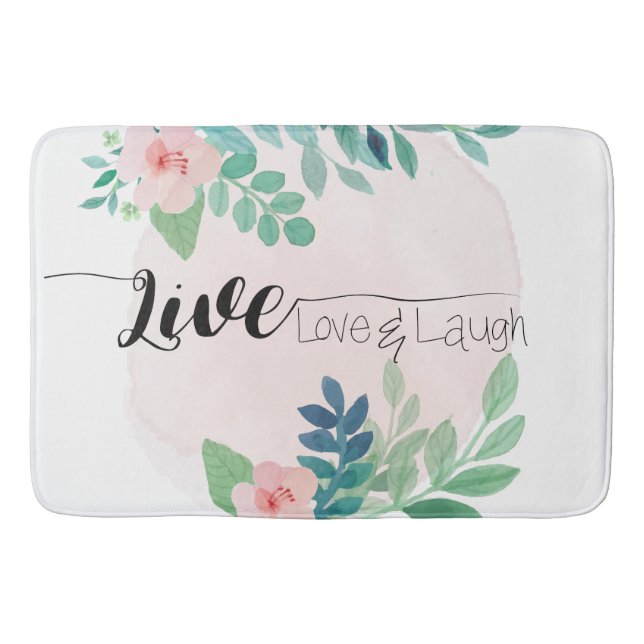 Live, Kärlek, Laugh Boho Blommigt | Bath Mat Badrumsmatta (Framsidan)