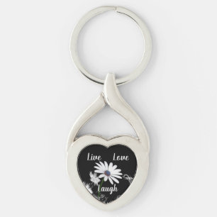 Live Kärlek Laugh Daisy Twisted Heart Silverfärgad Nyckelring