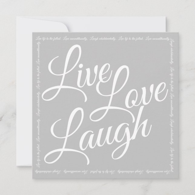 Live Kärlek Laugh Elegant White Script Grått Hälsn (Framsida)