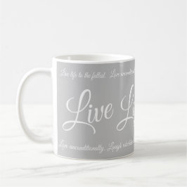 Live Kärlek Laugh Elegant White Script Grått Kaffemugg