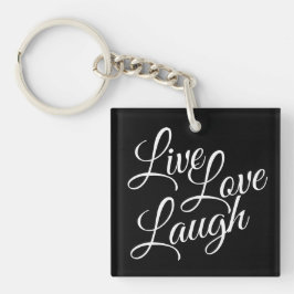 Live Kärlek Laugh Elegant White Script på Black