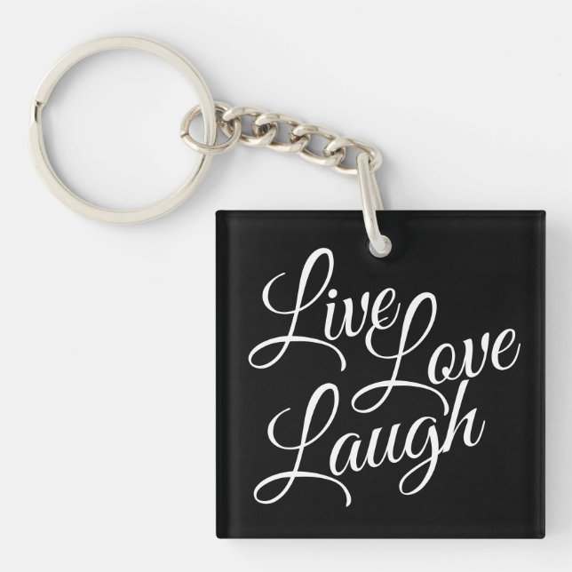 Live Kärlek Laugh Elegant White Script på Black (Framsidan)