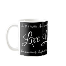 Live Kärlek Laugh Elegant White Script på Black