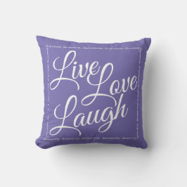 Live Kärlek Laugh Elegant White Script på Lila Kudde