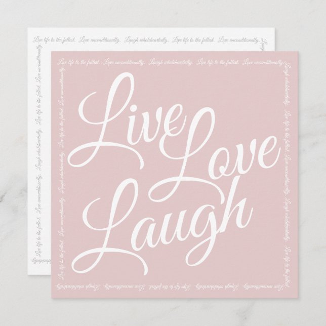 Live Kärlek Laugh Elegant White Script Rosa Hälsni (Fram/baksida)