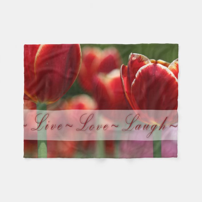"Live Kärlek Laugh" Fleece Blanket (Framsidan (Horisontell))