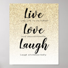 Live Kärlek Laugh Girly Guld Glitter Typografi