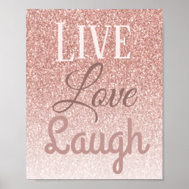 Live Kärlek Laugh Girly Ro Guld Glitter Typografi Poster