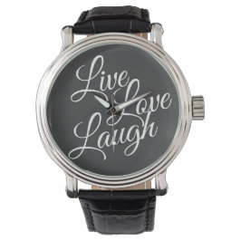 Live Kärlek Laugh-inspirationstext, vitt Armbandsur