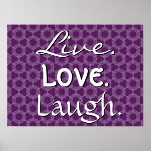Live Kärlek Laugh Lila Retro Mönster 012 Poster