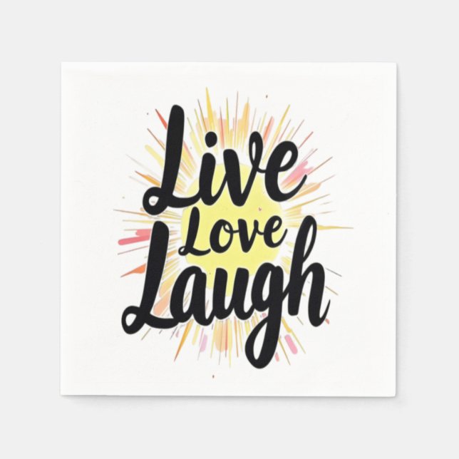 Live Kärlek Laugh Motivational Burst Pappersservett (Framsidan)