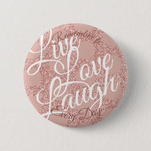 Live Kärlek Laugh Polka Dot Ro Glitter Girly Knapp
