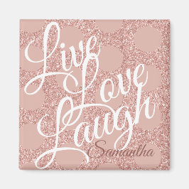 Live Kärlek Laugh Ro Polka Dot Rosa Glitter Namn Magnet