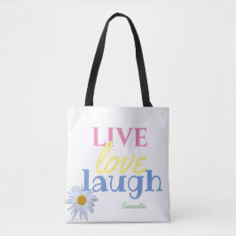 Live Kärlek Laugh roligt färglös vit tote Bag Tygkasse