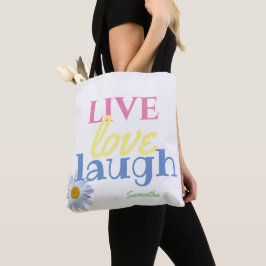 Live Kärlek Laugh roligt färglös vit tote Bag Tygkasse