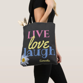 Live Kärlek Laugh-roligt, färglöst svart Tygkasse