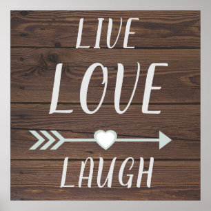 Live Kärlek Laugh Rustic-tecken Poster